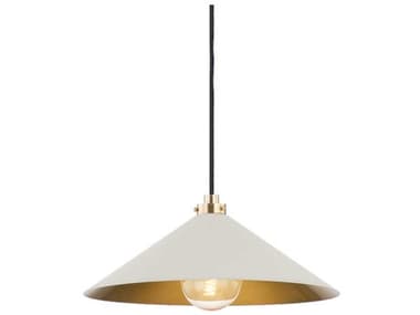 Hudson Valley Clivedon 20" 1-Light Aged Brass White Pendant HVMDS1402AGBOW