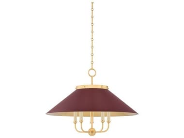 Hudson Valley Clivedon 5-Light Aged Brass Soft Crimson Red Chandelier HVMDS1403AGBCRN