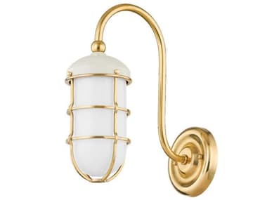 Hudson Valley Holkham 12" Tall 1-Light Aged Brass White Glass Wall Sconce HVMDS1500AGBOW