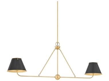 Hudson Valley Burghley 2-Light Aged Brass Distressed Bronze Linear Island Pendant HVMDS2001AGBDB