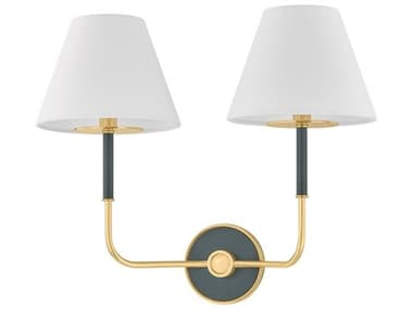 Hudson Valley Wedgewood 2-Light Aged Brass Soft Studio Green Wall Sconce HVMDS2201AGBSSG