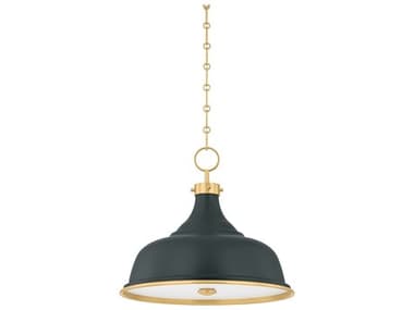 Hudson Valley Painted No. 1 3-Light Aged Brass Soft Studio Green Pendant HVMDS300AGBSSG