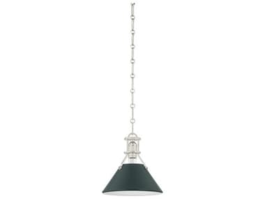 Hudson Valley Painted No. 2 1-Light Polished Nickel Soft Studio Green Mini Pendant HVMDS351PNSSG