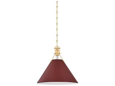 Hudson Valley Painted No. 2 1-Light Aged Brass Soft Crimson Red Pendant HVMDS352AGBCRN