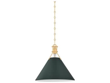 Hudson Valley Painted No. 2 1-Light Aged Brass Soft Studio Green Pendant HVMDS352AGBSSG