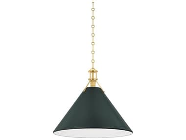 Hudson Valley Painted No. 2 1-Light Aged Brass Soft Studio Green Pendant HVMDS352LAGBSSG