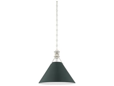 Hudson Valley Painted No. 2 1-Light Polished Nickel Soft Studio Green Pendant HVMDS352PNSSG