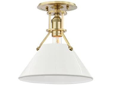Hudson Valley Painted 9" 1-Light Aged Brass Off White Semi Flush Mount HVMDS353AGBOW