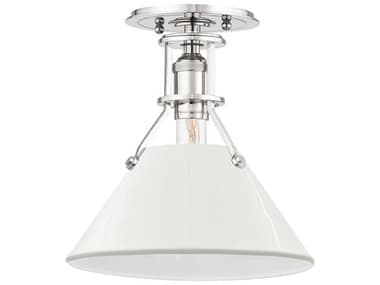 Hudson Valley Painted 9" 1-Light Polished Nickel Off White Semi Flush Mount HVMDS353PNOW