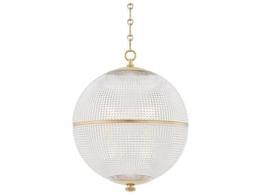 Hudson Valley Sphere 18" 1-Light Aged Brass Clear Glass Globe Pendant HVMDS801AGB