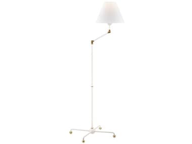 Hudson Valley Classic 59" Tall Aged Brass Soft Off White Linen Floor Lamp HVMDSL110AGBWH