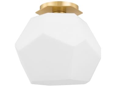 Hudson Valley Tring 10" 1-Light Aged Brass White Glass Globe Flush Mount HVPI1894501AGB