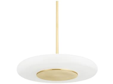 Hudson Valley Blyford 1-Light Aged Brass Glass LED Round Pendant HVPI1896701LAGB