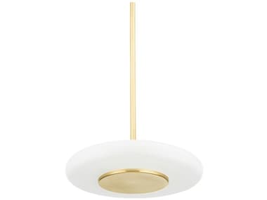 Hudson Valley Blyford 1-Light Aged Brass Glass LED Round Pendant HVPI1896701SAGB