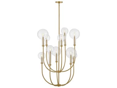 Hinkley Alchemy 30" Wide 10-Light Lacquered Brass Globe Tiered Chandelier HY30527LCB