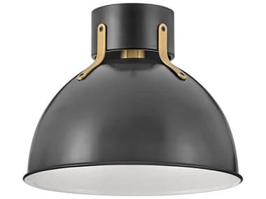 Hinkley Argo 13" 1-Light Satin Black Lacquered Brass Dome Flush Mount HY3481SK
