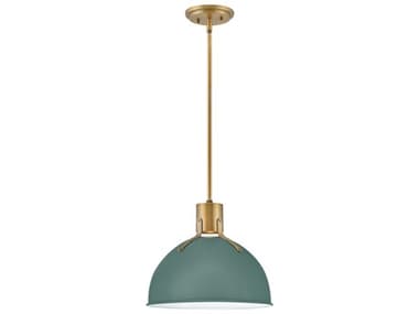 Hinkley Argo 14" 1-Light Sage Green Brass LED Dome Pendant HY3487SGN