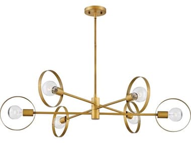 Hinkley Desi 42" Wide 6-Light Lacquered Brass Chandelier HY37296LCB