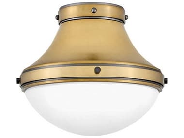 Hinkley Oliver 14" 1-Light Heritage Brass Black Oxide Glass Bowl Flush Mount HY39051HB
