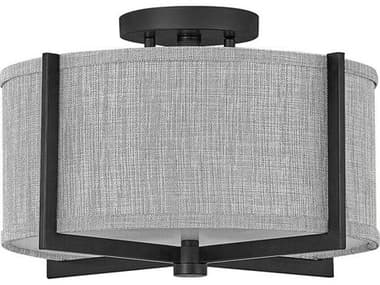 Hinkley Axis 14" 2-Light Black Drum Semi Flush Mount HY41705BK