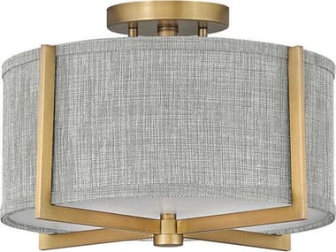 Hinkley Axis 14" 2-Light Heritage Brass Drum Semi Flush Mount HY41705HB