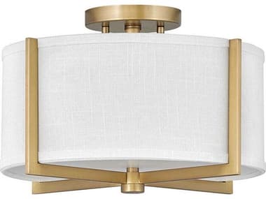 Hinkley Axis 14" 2-Light Heritage Brass Drum Semi Flush Mount HY41706HB