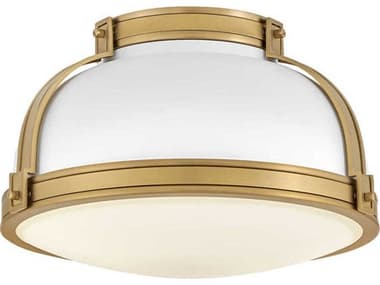 Hinkley Barton 14" 2-Light Matte White Lacquered Brass Dome Flush Mount HY46351MWLCB