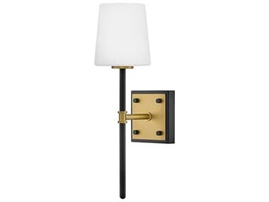 Hinkley Saunders 16" Tall 1-Light Black Lacquered Brass Wall Sconce HY46950BKLCB