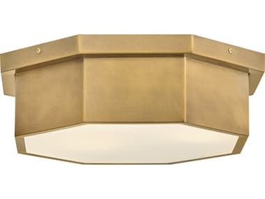 Hinkley Facet 3-Light Heritage Brass Geometric Flush Mount HY46993HB