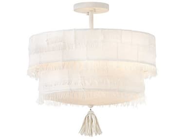 Hinkley Baya 4-Light Textured Plaster White Drum Tiered Semi Flush Mount HY47421TXP