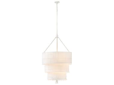 Hinkley Baya 10-Light Textured Plaster White Drum Tiered Chandelier HY47426TXP