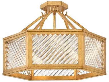 Hinkley Sura 4-Light Distressed Brass Geometric Semi Flush Mount HY47461DA