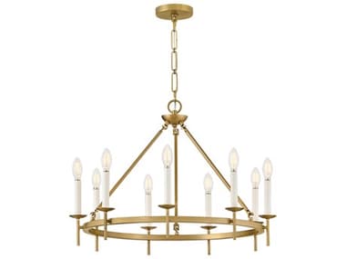 Hinkley Copley 9-Light Lacquered Brass Traditional Candelabra Chandelier HY47475LCB