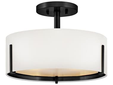 Hinkley Halle 3-Light Black Drum Semi Flush Mount HY47571BK