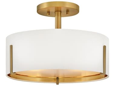 Hinkley Halle 3-Light Lacquered Brass Drum Semi Flush Mount HY47571LCB