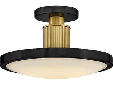 Hinkley Kieran Black Lacquered Brass Round Semi Flush Mount HY47593BKLCB