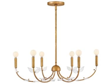 Hinkley Aliso 6-Light Distressed Brass Candelabra Chandelier HY48286DA