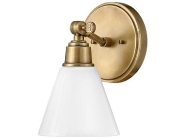 Hinkley Arti 10" Tall 1-Light Heritage Brass Glass Wall Sconce HY51180HB