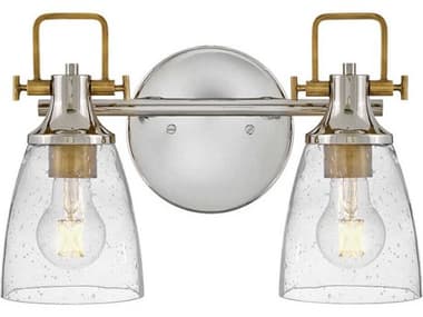 Hinkley Easton 14" Wide 2-Light Polished Nickel Heritage Brass Glass Vanity Light HY51272PN