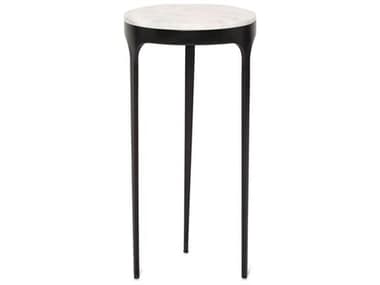 Interlude Home Camilla Round Marble Matte Black Ice Jade End Table IL115601