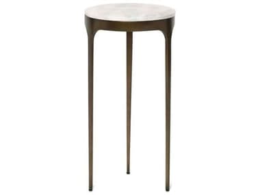 Interlude Home Camilla Round Marble Antique Bronze Ice Jade End Table IL115602