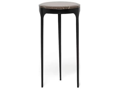 Interlude Home Camilla Round Marble Matte Black Terra Brown End Table IL115603