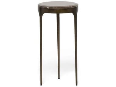 Interlude Home Camilla Round Marble Antique Bronze Terra Brown End Table IL115604