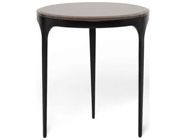 Interlude Home Camilla Round Marble Matte Black Terra Brown End Table IL115607