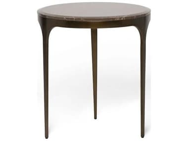 Interlude Home Camilla Round Marble Antique Bronze Terra Brown End Table IL115608