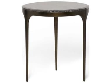 Interlude Home Camilla Round Marble Antique Bronze Wyndham Grey End Table IL115610