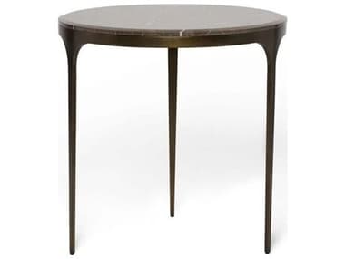 Interlude Home Camilla Round Marble Antique Bronze Terra Brown End Table IL115612