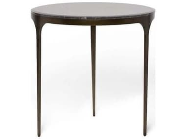 Interlude Home Camilla Round Marble Antique Bronze Wyndham Grey End Table IL115614