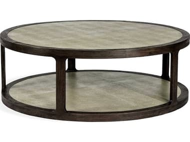 Interlude Home 53" Round Leather Sorrel Grey Vintage Coffee Table IL118109
