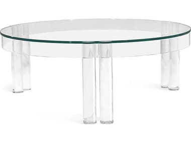 Interlude Home Milou 42" Round Clear Crystal Glass Coffee Table IL118167